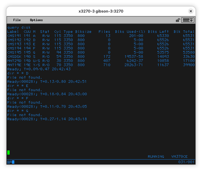 D, E, F, and G are empty